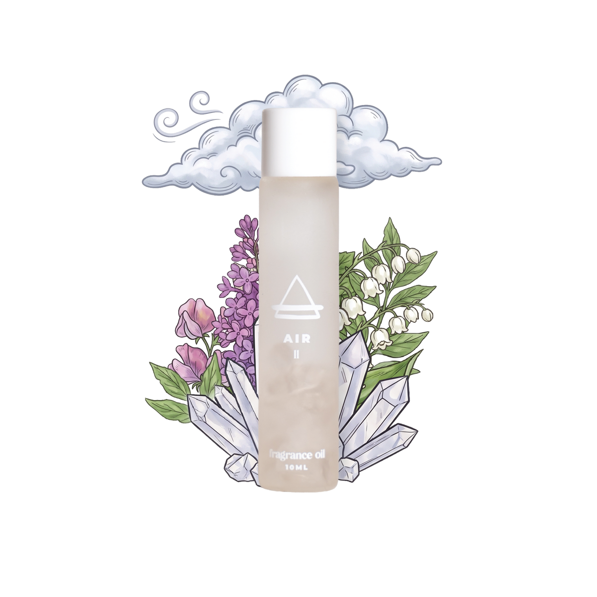 Air Element Fragrance Oil bottle with Clear Quartz crystals for Smelly Balls car freshener