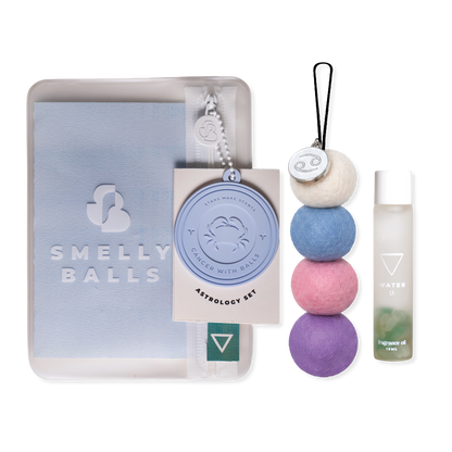 Smelly Balls Cancer Set with reusable air freshener, Water crystal fragrance oil, and constellation card gift set