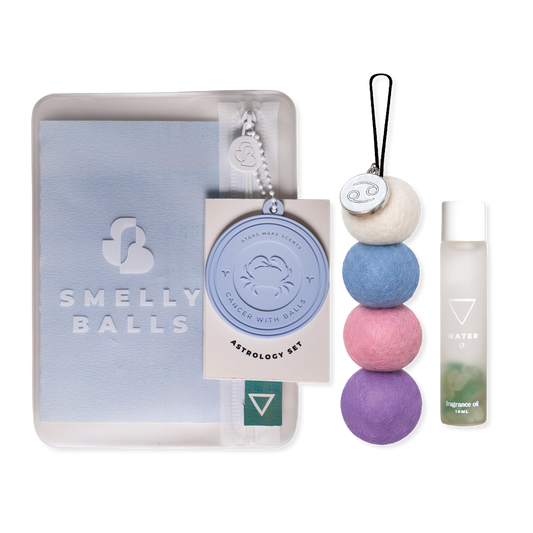 Smelly Balls Cancer Set with reusable air freshener, Water crystal fragrance oil, and constellation card gift set