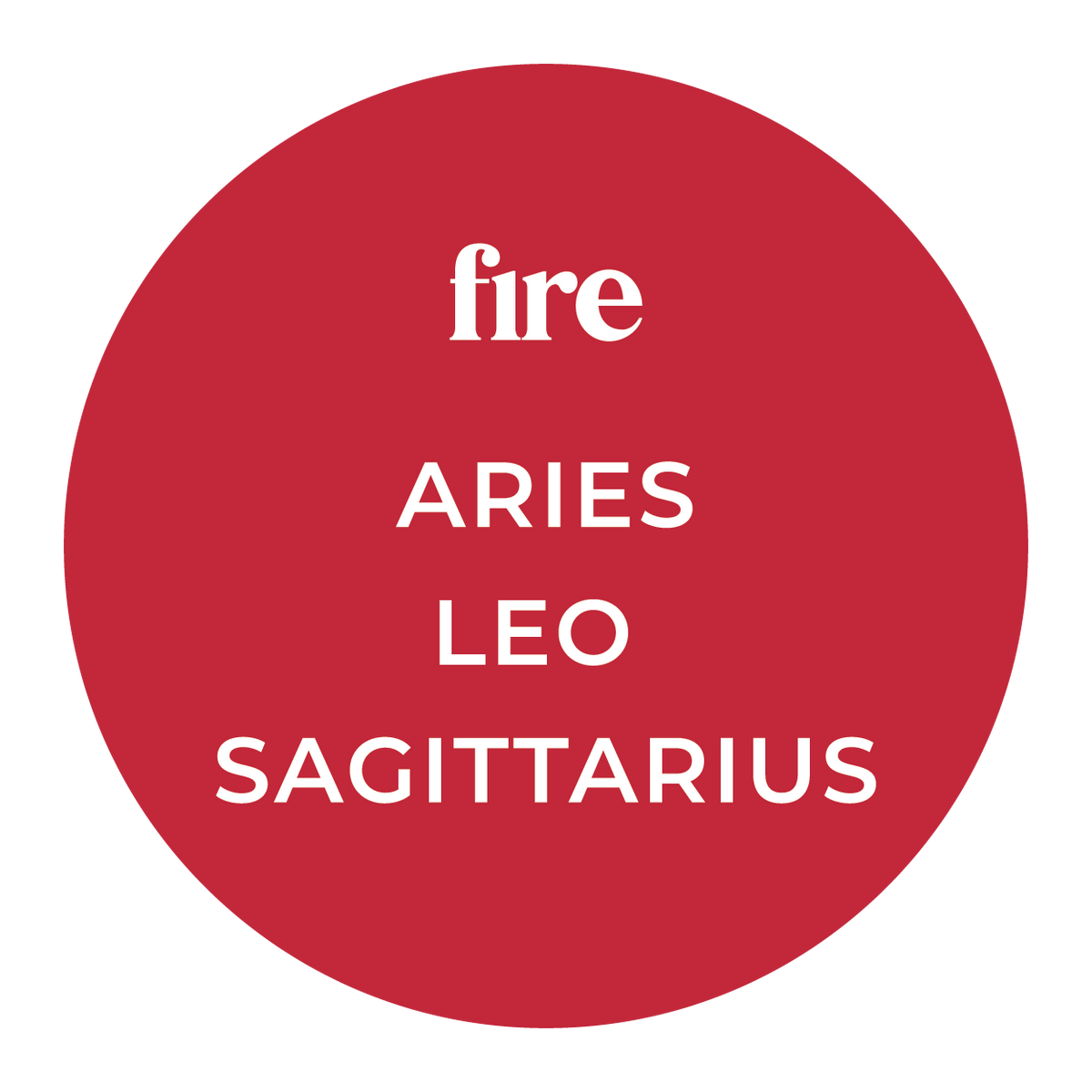 Earth Fire Fragrance Oil zodiac signs chart featuring Aries, Leo and Sagittarius