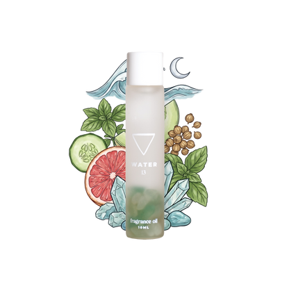 Water Element Fragrance Oil bottle with Aquamarine crystals for Smelly Balls car freshener