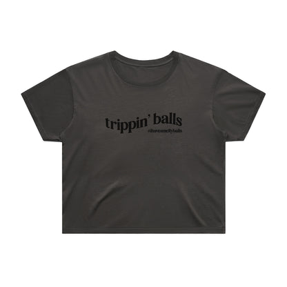 Women’s Trippin’ Balls Crop Tee - Onyx Ash